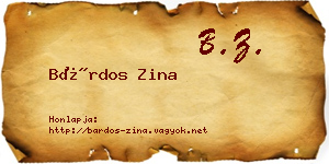 Bárdos Zina névjegykártya